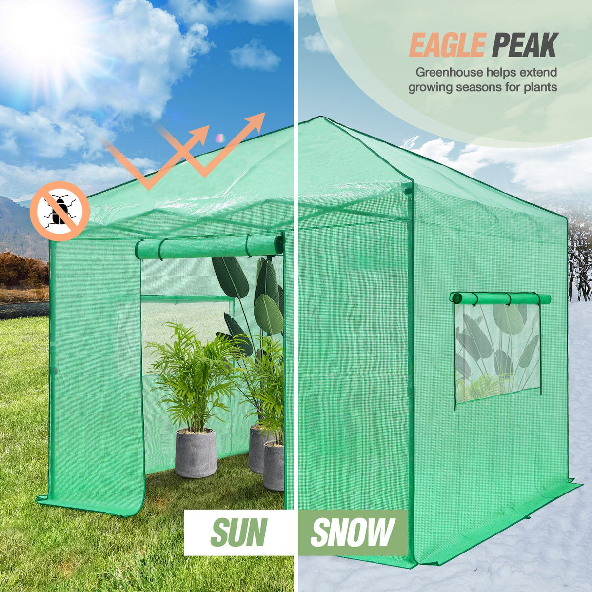 EAGLE PEAK 10x10 Pop - up Walk - in Greenhouse - Eagle Peak Canopy and Outdoor Products