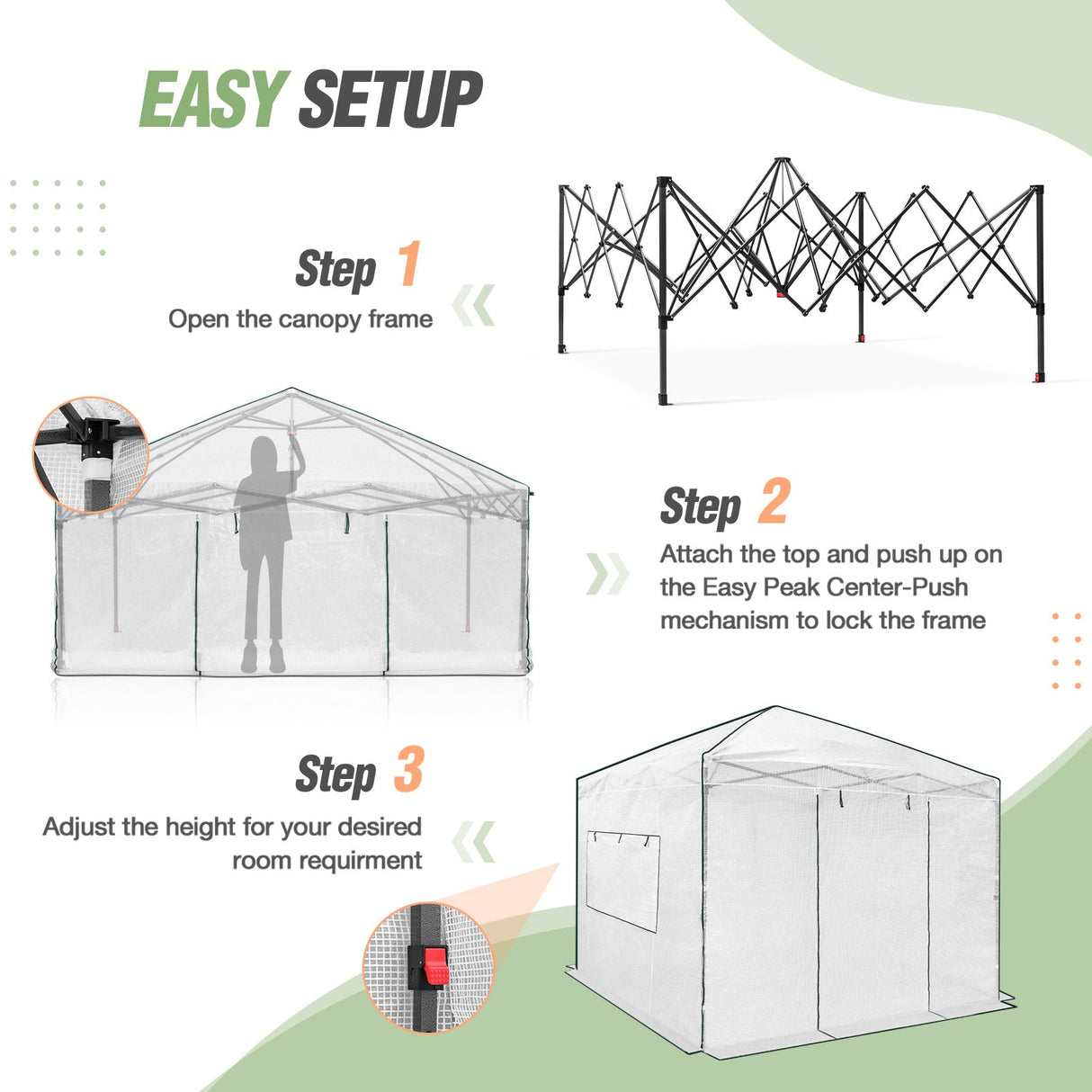 EAGLE PEAK 10x10 Pop - up Walk - in Greenhouse - Eagle Peak Canopy and Outdoor Products