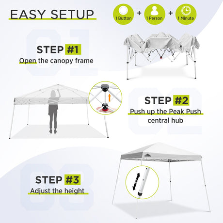 EAGLE PEAK 11x11 Slant Leg Pop - up Canopy Tent, Shelter 11x11 Base 9x9 Top, Blue / Green / White - Eagle Peak Canopy and Outdoor Products