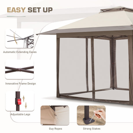 EAGLE PEAK 13x13 Pop Up Gazebo w/ Mosquito Netting - Eagle Peak Canopy and Outdoor Products