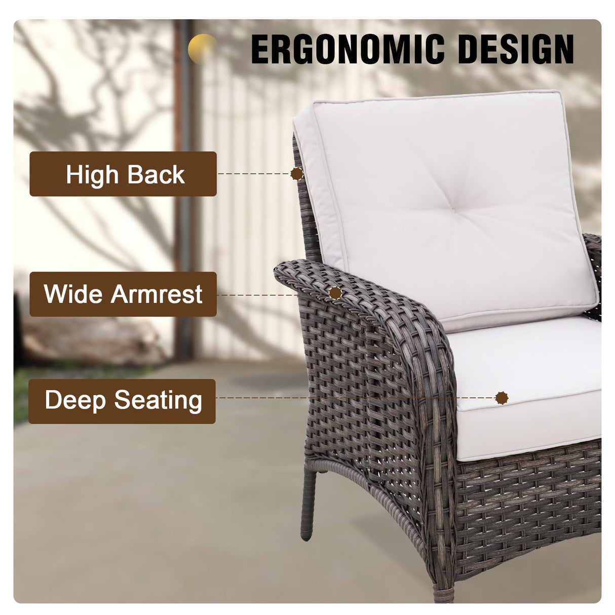 EAGLE PEAK 3pc Patio Rocking Chair Set, Rattan Wicker Furniture Set - Eagle Peak Canopy and Outdoor Products