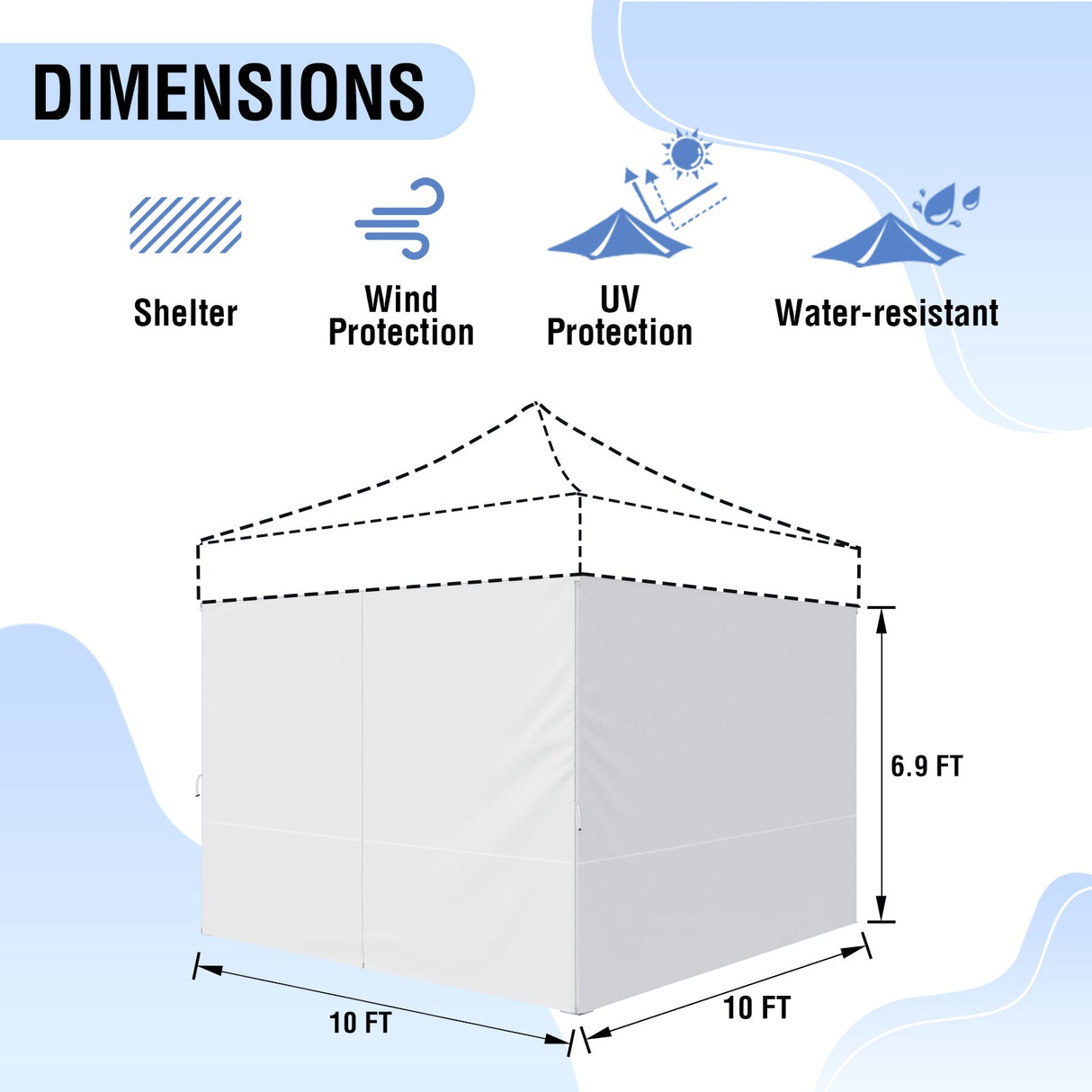 EAGLE PEAK 4 - Piece Sunwall/Sidewalls for 10x10 ft Aluminum Custom Canopy Only, Privacy Panels for Canopy Tent Includes 3 Sidewalls and 1 Entry Wall, Pack of 4, White - Eagle Peak Canopy and Outdoor Products