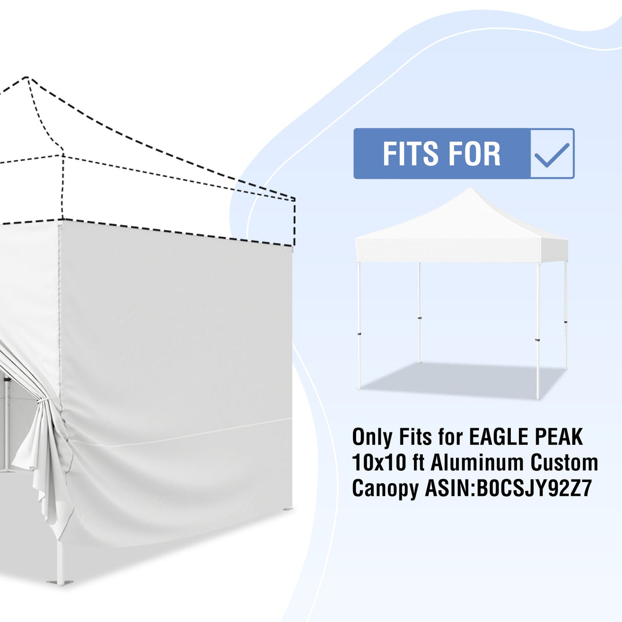 EAGLE PEAK 4 - Piece Sunwall/Sidewalls for 10x10 ft Aluminum Custom Canopy Only, Privacy Panels for Canopy Tent Includes 3 Sidewalls and 1 Entry Wall, Pack of 4, White - Eagle Peak Canopy and Outdoor Products