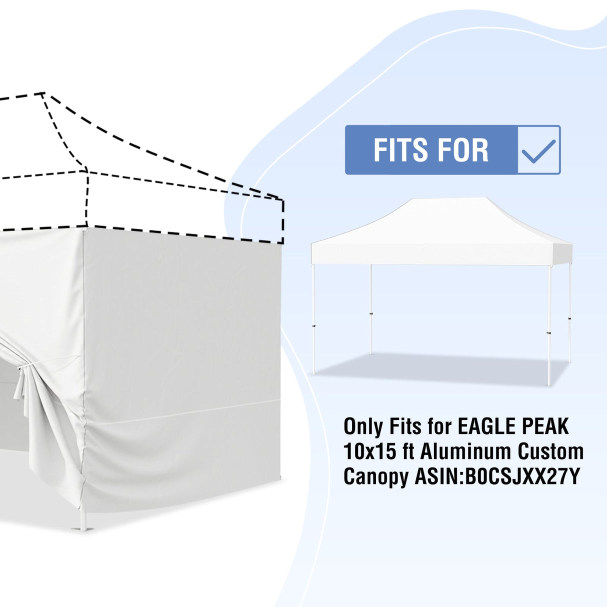 EAGLE PEAK 4 - Piece Sunwall/Sidewalls for 10x15 ft Aluminum Custom Canopy Only, Privacy Panels for Canopy Tent Includes 3 Sidewalls and 1 Entry Wall, Pack of 4, White - Eagle Peak Canopy and Outdoor Products