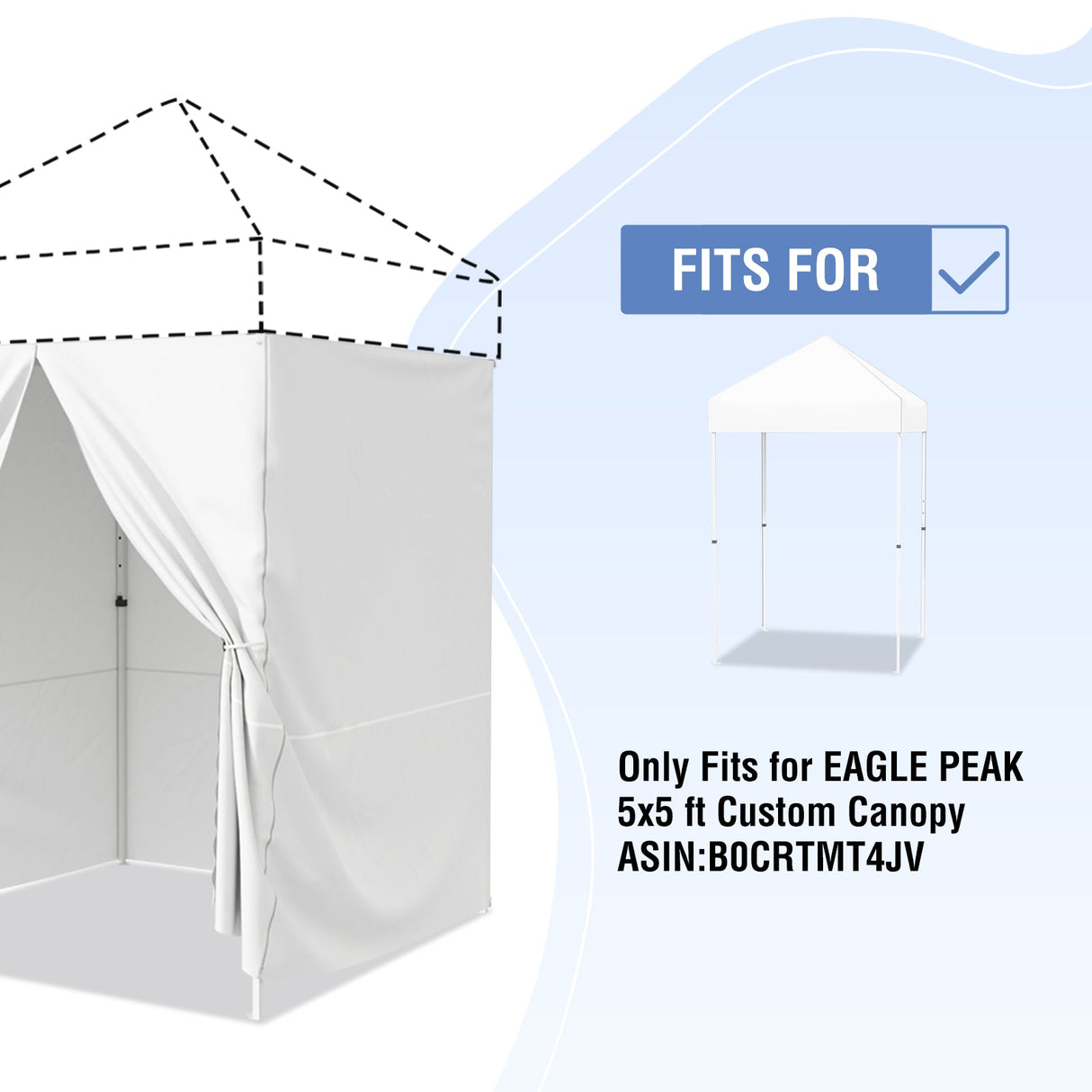 EAGLE PEAK 4 - Piece Sunwall/Sidewalls for 5x5 ft Steel Custom Canopy Only, Privacy Panels for Canopy Tent Includes 3 Sidewalls and 1 Entry Wall, Pack of 4, White - Eagle Peak Canopy and Outdoor Products