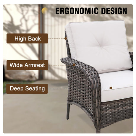 EAGLE PEAK 4pc Outdoor Wicker Patio Chairs, Rattan Porch Chairs - Eagle Peak Canopy and Outdoor Products