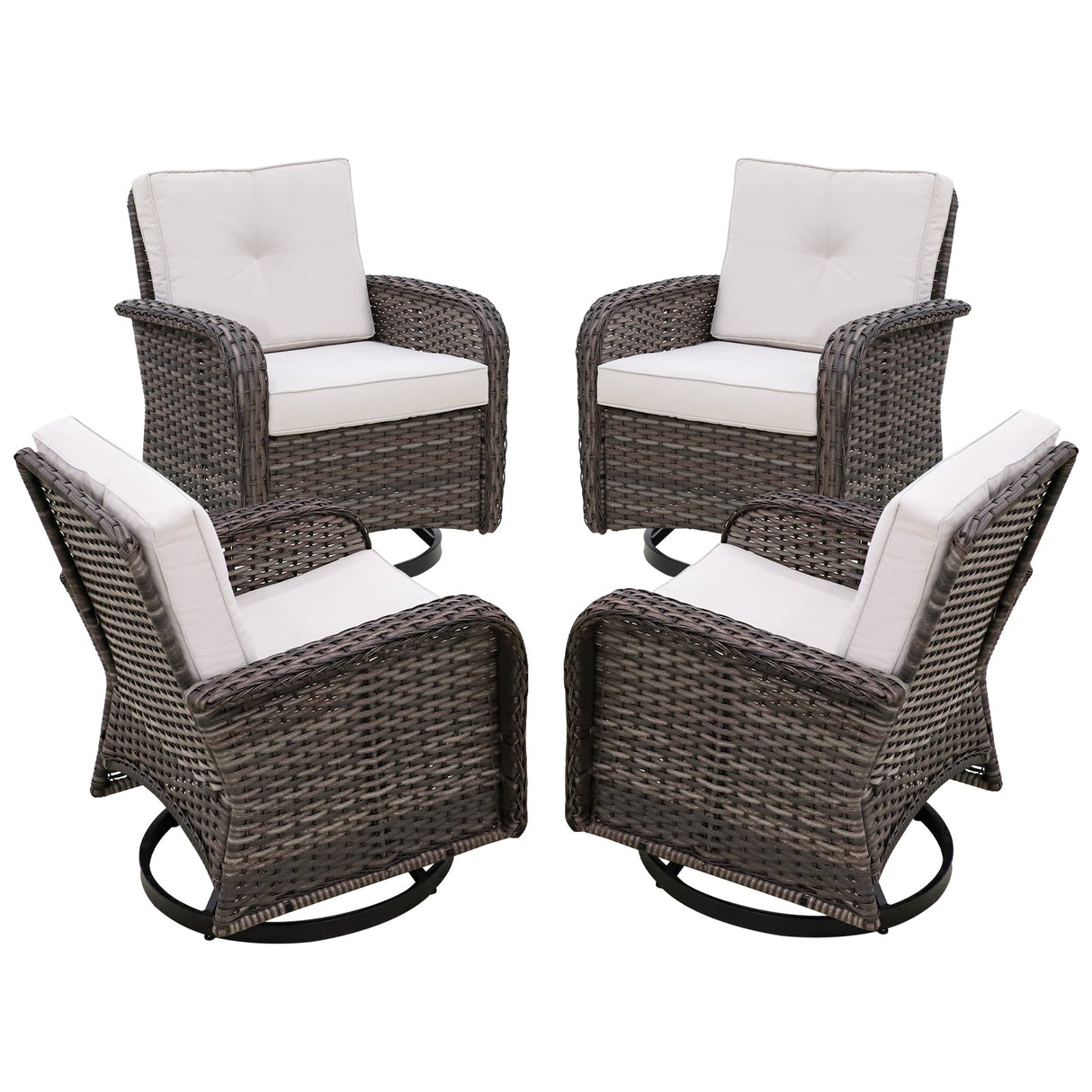 EAGLE PEAK 4pc Rattan Swivel Rocker Patio Conversation Set - Eagle Peak Canopy and Outdoor Products