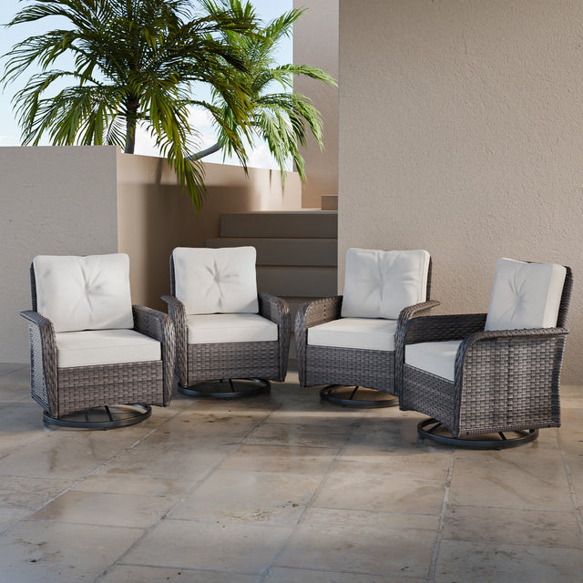 EAGLE PEAK 4pc Rattan Swivel Rocker Patio Conversation Set - Eagle Peak Canopy and Outdoor Products