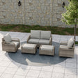 EAGLE PEAK 5 Piece Wicker Outdoor Patio Furniture Set, Patio Set with 2 Swivel Rocking Chairs, 2 Seat Loveseat Sofa, and 2 Ottomans, Brown/Gray - Eagle Peak Canopy and Outdoor Products