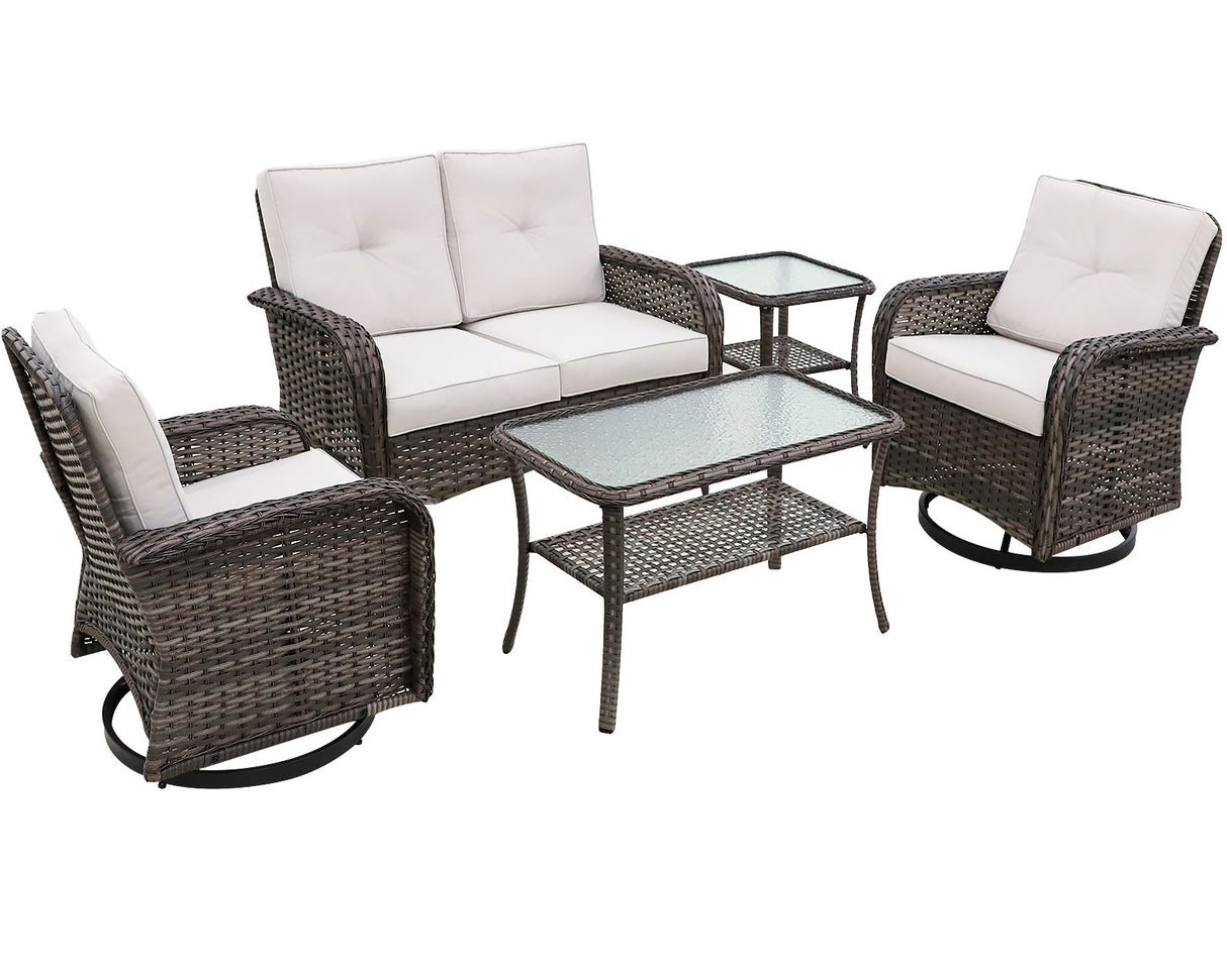 EAGLE PEAK 5pc Rattan Outdoor Patio Conversation Set - Eagle Peak Canopy and Outdoor Products