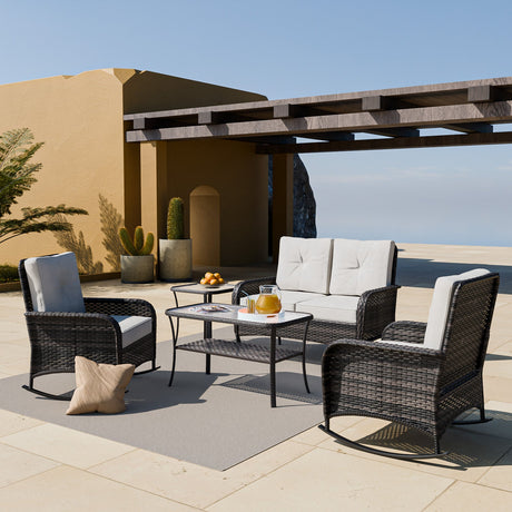 EAGLE PEAK 5pc Rattan Outdoor Patio Conversation Set - Eagle Peak Canopy and Outdoor Products