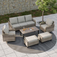 EAGLE PEAK 6 Piece Wicker Outdoor Patio Furniture Set, Patio Set with 2 Swivel Rocking Chairs, 3 Seat Loveseat Sofa, 2 Ottomans, and Coffee Table, Brown/Gray - Eagle Peak Canopy and Outdoor Products