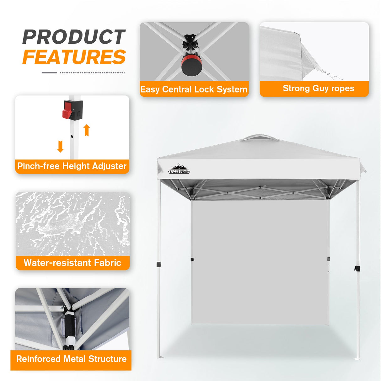 EAGLE PEAK 6.6x6.6 Pop Up Canopy Tent with Removable Sidewall - Eagle Peak Canopy and Outdoor Products