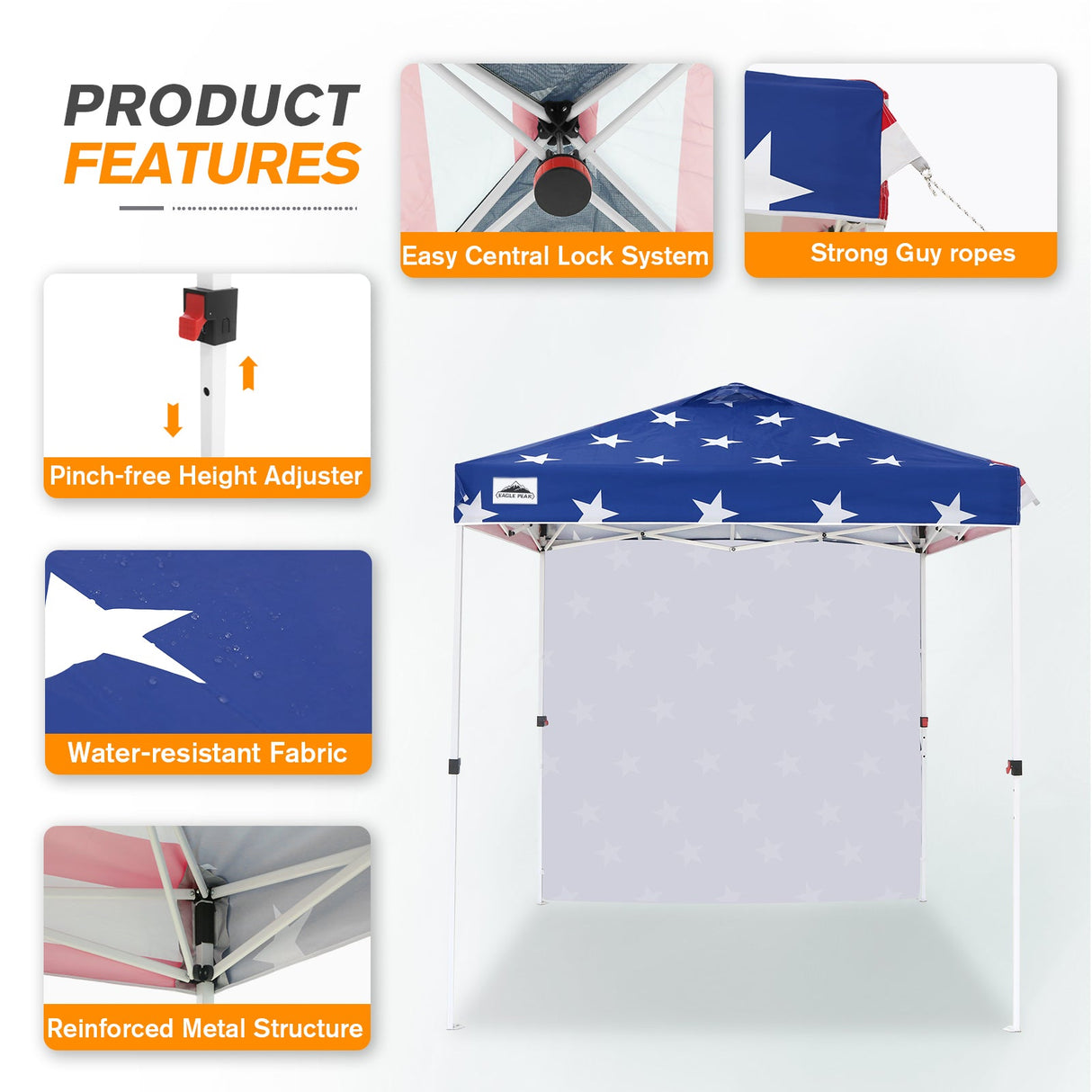 EAGLE PEAK 6.6x6.6 Pop Up Canopy Tent with Removable Sidewall - Eagle Peak Canopy and Outdoor Products