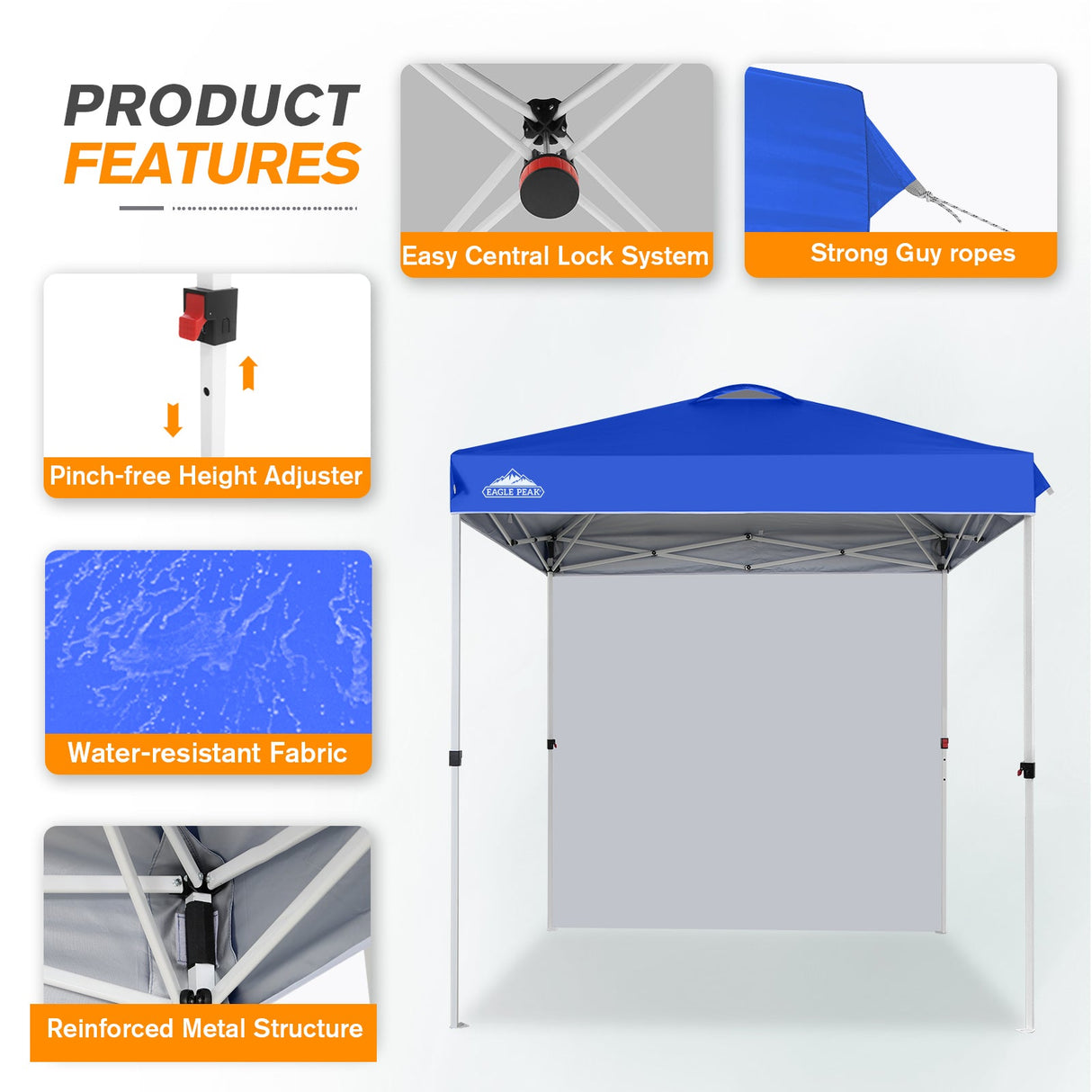 EAGLE PEAK 6.6x6.6 Pop Up Canopy Tent with Removable Sidewall - Eagle Peak Canopy and Outdoor Products