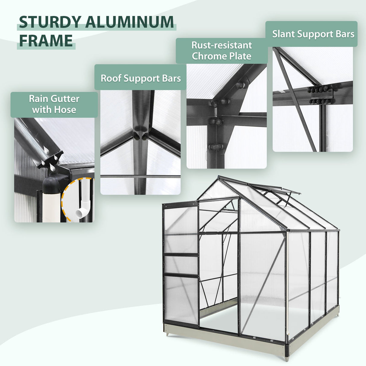 EAGLE PEAK 6x6x7 Polycarbonate and Aluminum Walk - in Hobby Greenhouse with Adjustable Roof Vent - Eagle Peak Canopy and Outdoor Products