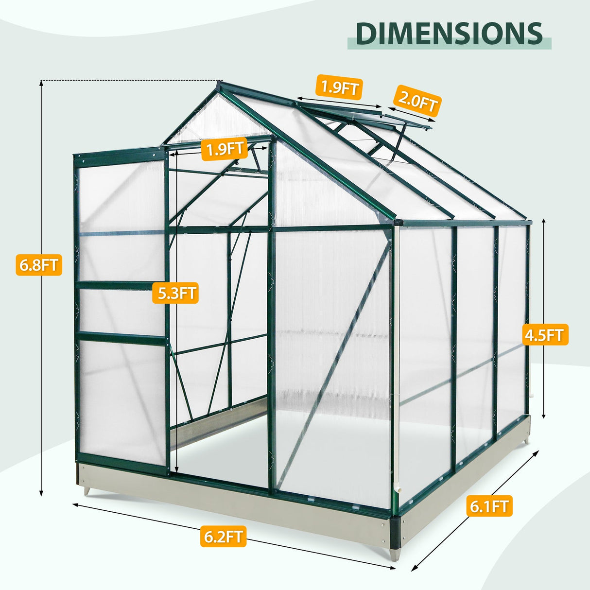 EAGLE PEAK 6x6x7 Polycarbonate and Aluminum Walk - in Hobby Greenhouse with Adjustable Roof Vent - Eagle Peak Canopy and Outdoor Products