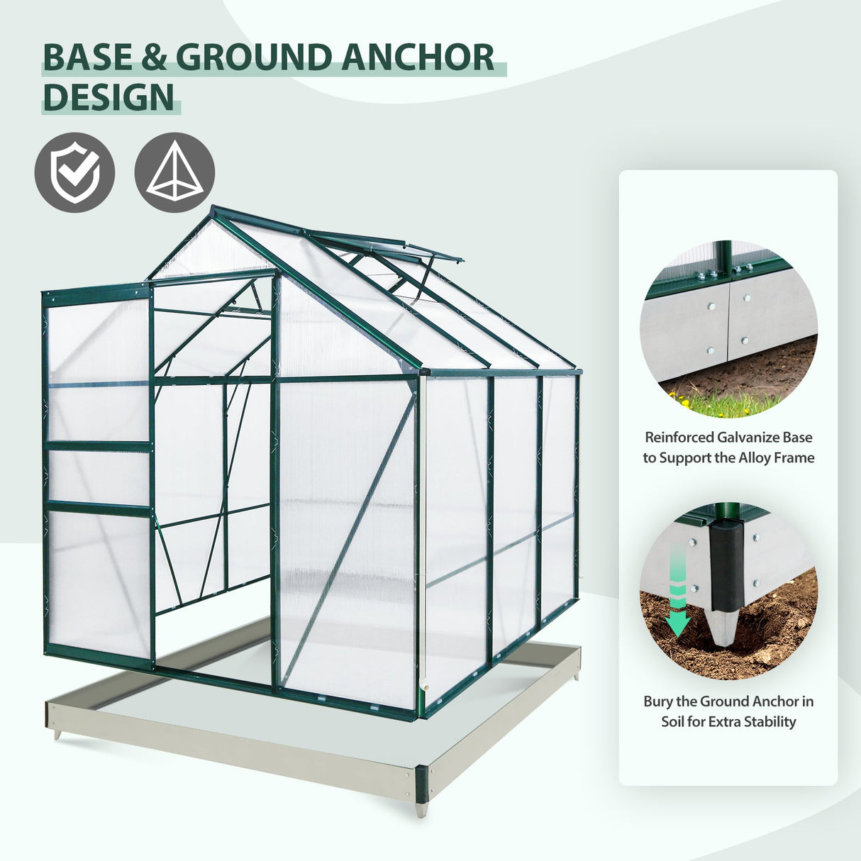 EAGLE PEAK 6x6x7 Polycarbonate and Aluminum Walk - in Hobby Greenhouse with Adjustable Roof Vent - Eagle Peak Canopy and Outdoor Products