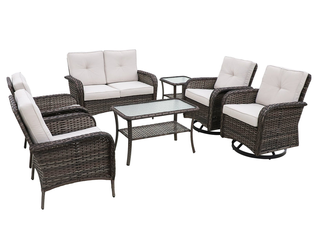 EAGLE PEAK 7 Piece Rattan Outdoor Patio Conversation Set - Eagle Peak Canopy and Outdoor Products