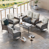 EAGLE PEAK 7 Piece Rattan Outdoor Patio Conversation Set - Eagle Peak Canopy and Outdoor Products