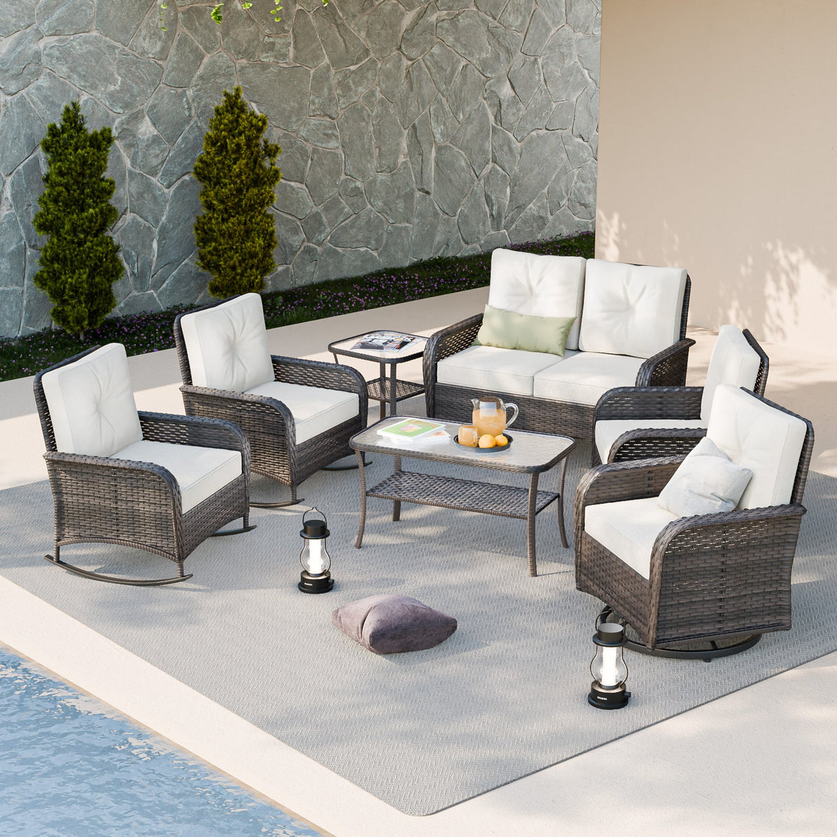 EAGLE PEAK 7pc Rattan Outdoor Patio Conversation Set - Eagle Peak Canopy and Outdoor Products