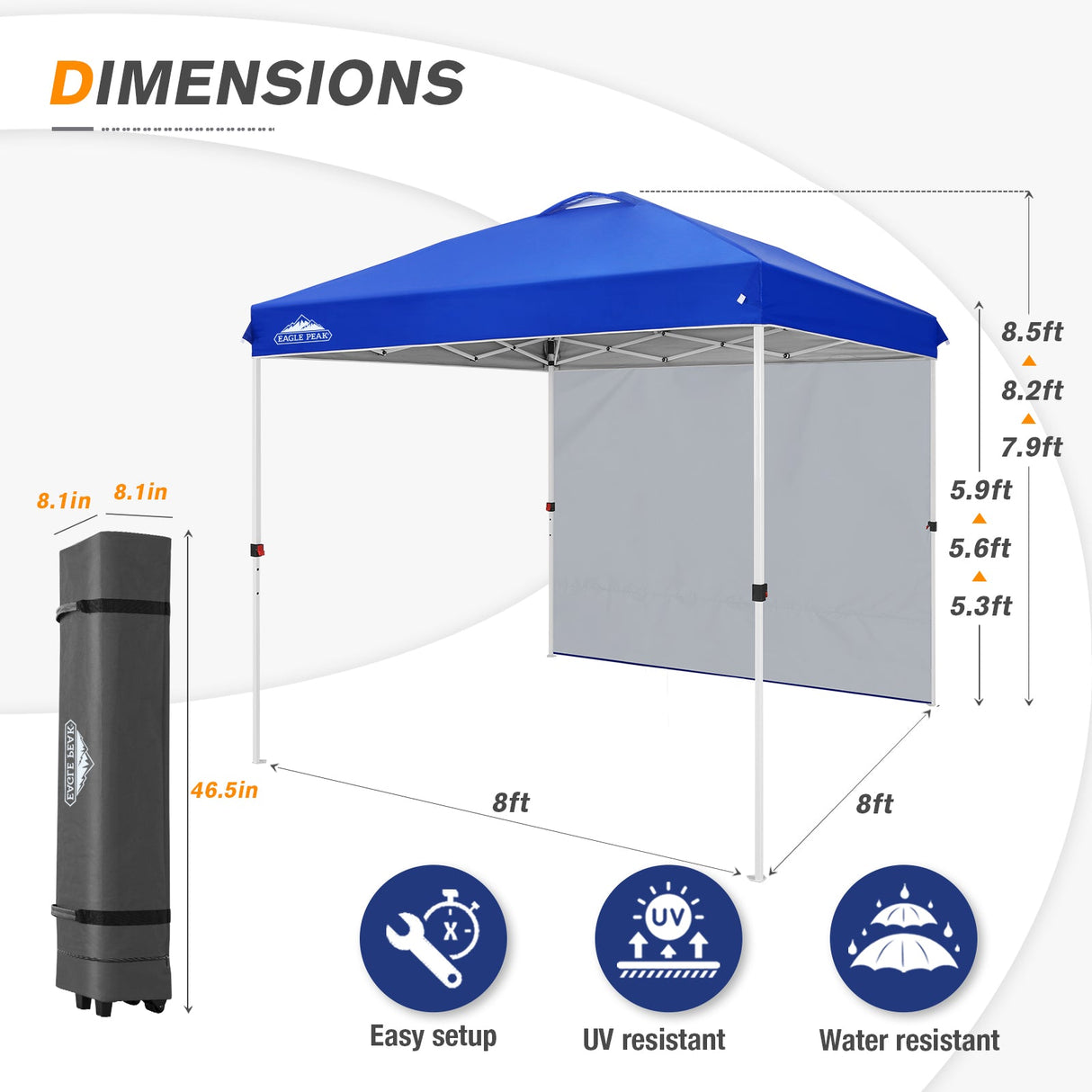 EAGLE PEAK 8x8 Pop Up Straight Leg Canopy with Sidewall - Eagle Peak Canopy and Outdoor Products