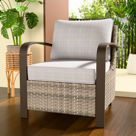 EAGLE PEAK Coastal Vista Patio Chair with Cushions, Contains 1 Chair, Blue/Beige - Eagle Peak Canopy and Outdoor Products