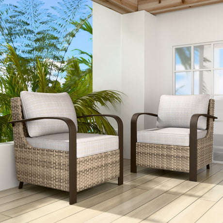 EAGLE PEAK Coastal Vista Patio Chair with Cushions, Contains 2 Chairs, Beige/Blue - Eagle Peak Canopy and Outdoor Products