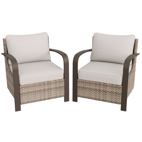 EAGLE PEAK Coastal Vista Patio Chair with Cushions, Contains 2 Chairs, Beige/Blue - Eagle Peak Canopy and Outdoor Products