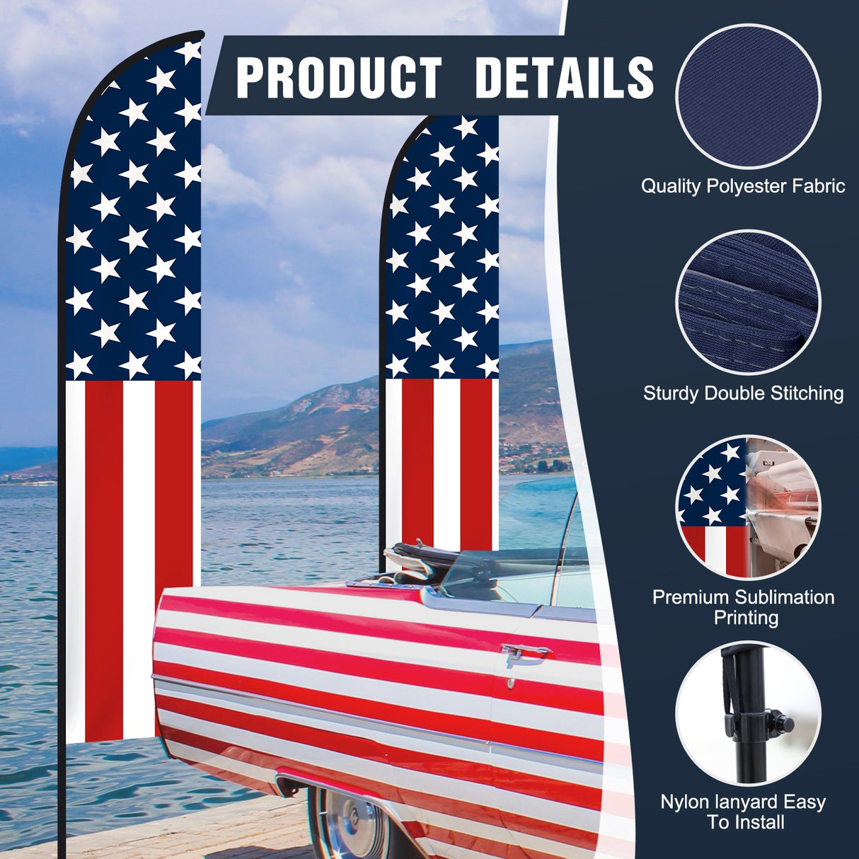 EAGLE PEAK Custom Printed Feather Flags with Your Logo and Design, Personalized Advertising Flags for Marketing, with Folding Cross Base, Weight Bag & Carry Bag, 11.2x2.0 ft - Eagle Peak Canopy and Outdoor Products