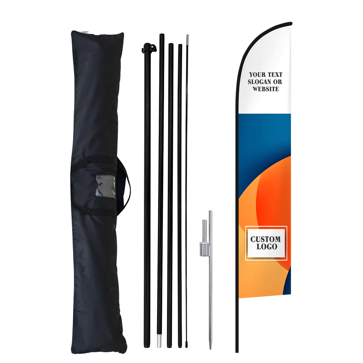 EAGLE PEAK Custom Printed Feather Flags with Your Logo and Design, Personalized Advertising Flags for Marketing, with Ground Spike & Carry Bag, 18x2.6 ft - Eagle Peak Canopy and Outdoor Products