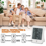 EAGLE PEAK Digital Hygrometer Thermometer Humidity Gauge with Backlight Display, Indoor Room Thermometer with Temperature Humidity Monitor for Nursery Room Greenhouse, White - Eagle Peak Canopy and Outdoor Products