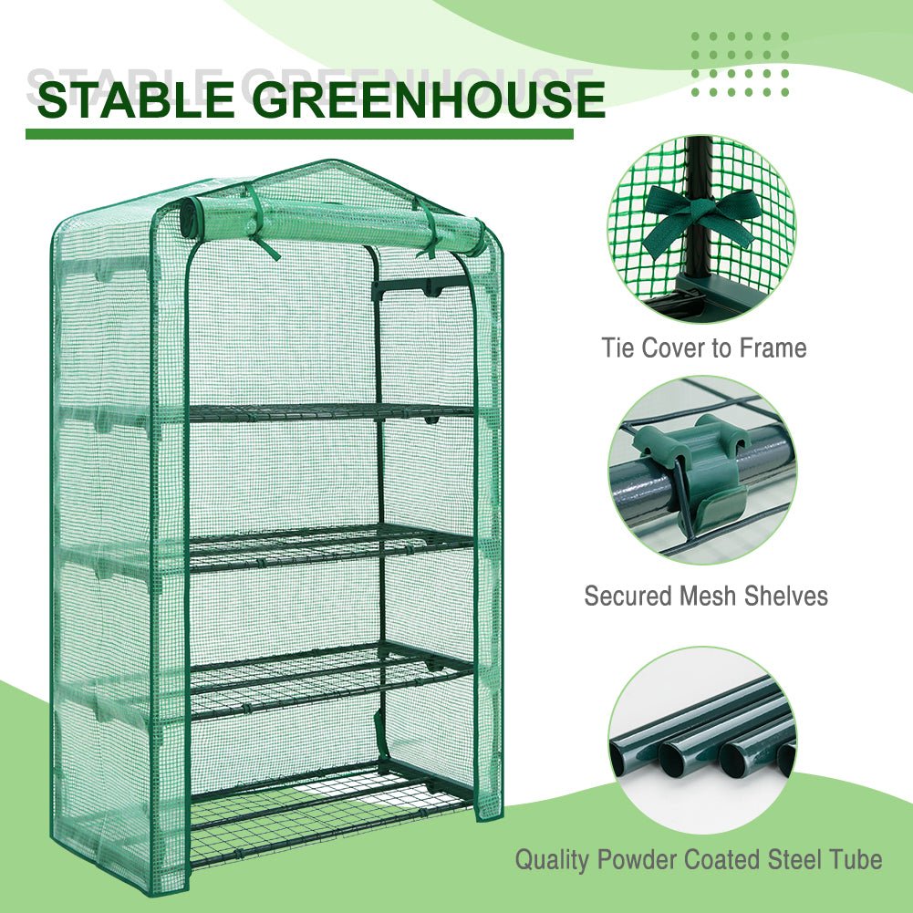 EAGLE PEAK Extra Wide 4 - Tier Mini Greenhouse for Indoor Outdoor40’’ x 20’’ x 63.5’’, Green - Eagle Peak Canopy and Outdoor Products