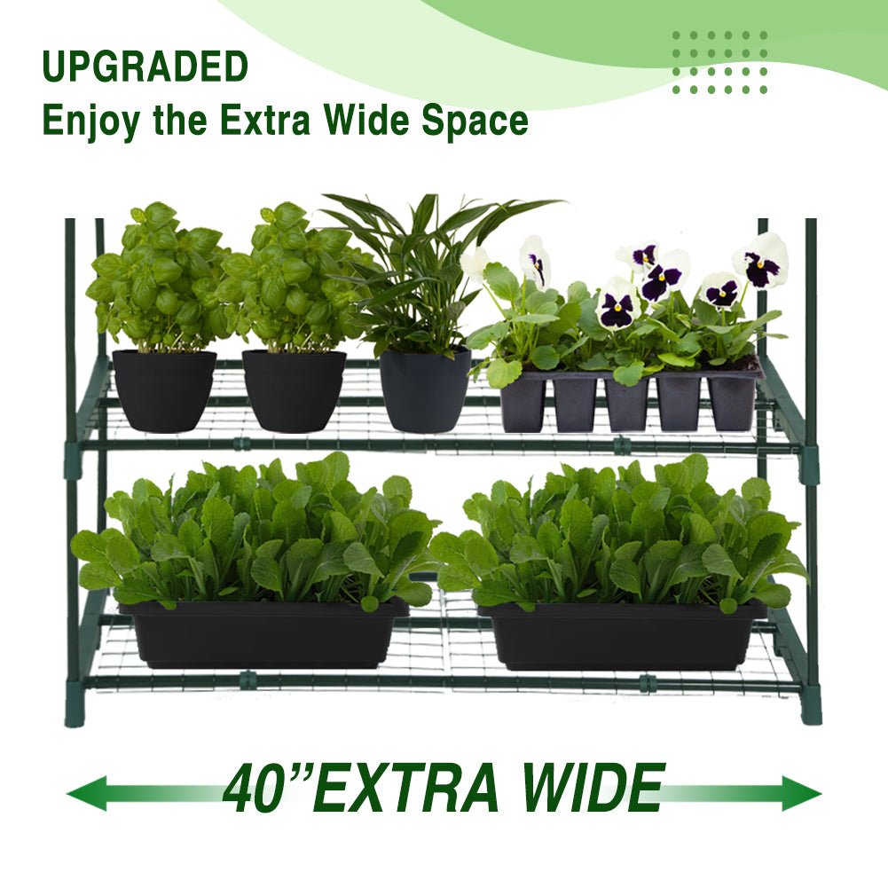 EAGLE PEAK Extra Wide 4 - Tier Mini Greenhouse for Indoor Outdoor40’’ x 20’’ x 63.5’’, Green - Eagle Peak Canopy and Outdoor Products