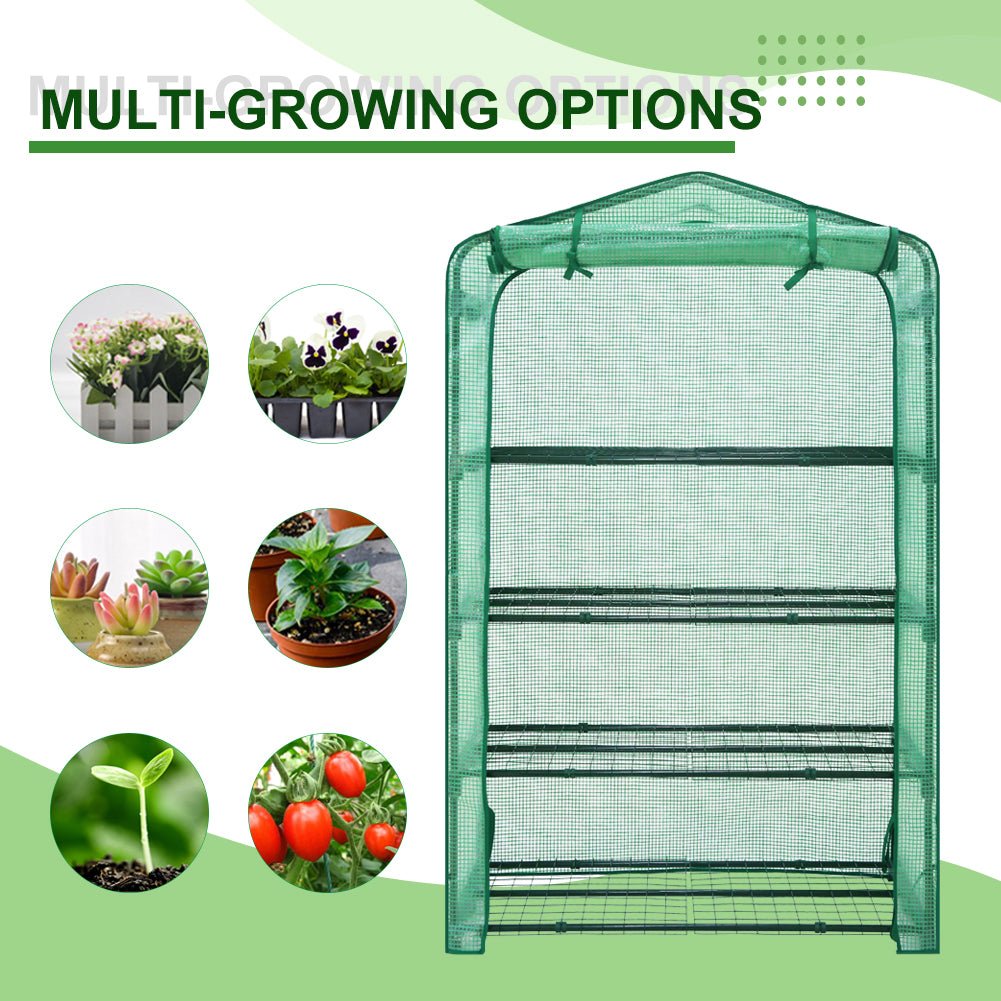 EAGLE PEAK Extra Wide 4 - Tier Mini Greenhouse for Indoor Outdoor40’’ x 20’’ x 63.5’’, Green - Eagle Peak Canopy and Outdoor Products