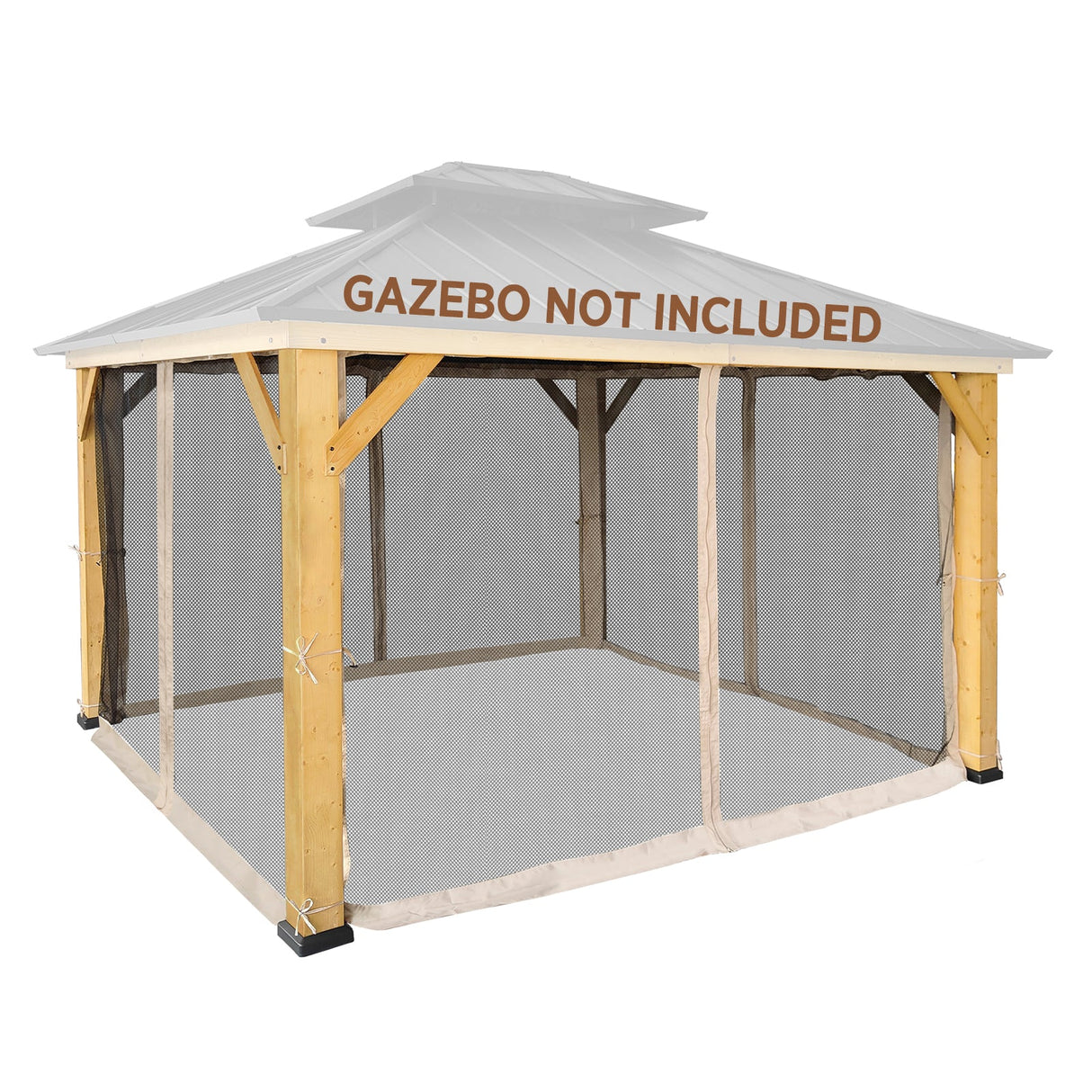 EAGLE PEAK Gazebo Replacement Mosquito Netting 10x12, 4 - Panel Screen Sidewalls with Zipper, Black - Eagle Peak Canopy and Outdoor Products