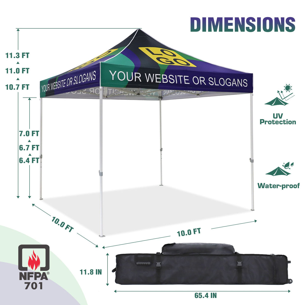 EAGLE PEAK HD100V2 Steel Hex Leg Heavy Duty Custom Commercial Canopy Tent 10x10 - CLICK TO CONFIGURE - Package Prices Start at $599.99 - Eagle Peak Custom Canopy Tent