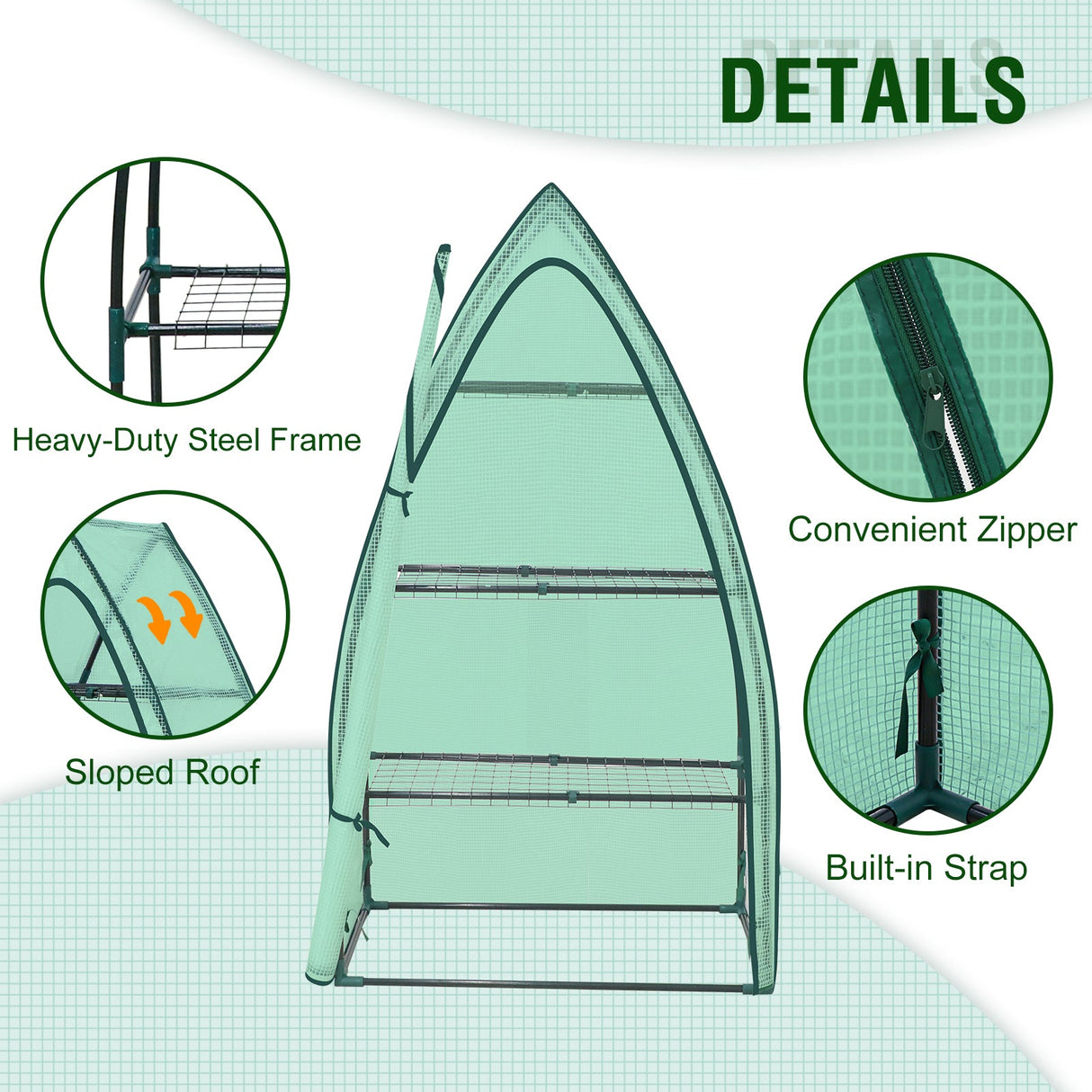 EAGLE PEAK Mini 3 Tier Greenhouse with Wire Shelves - Eagle Peak Canopy and Outdoor Products