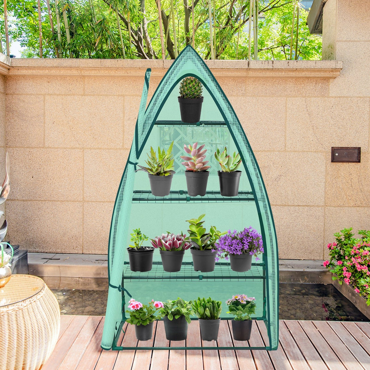 EAGLE PEAK Mini 3 Tier Greenhouse with Wire Shelves - Eagle Peak Canopy and Outdoor Products