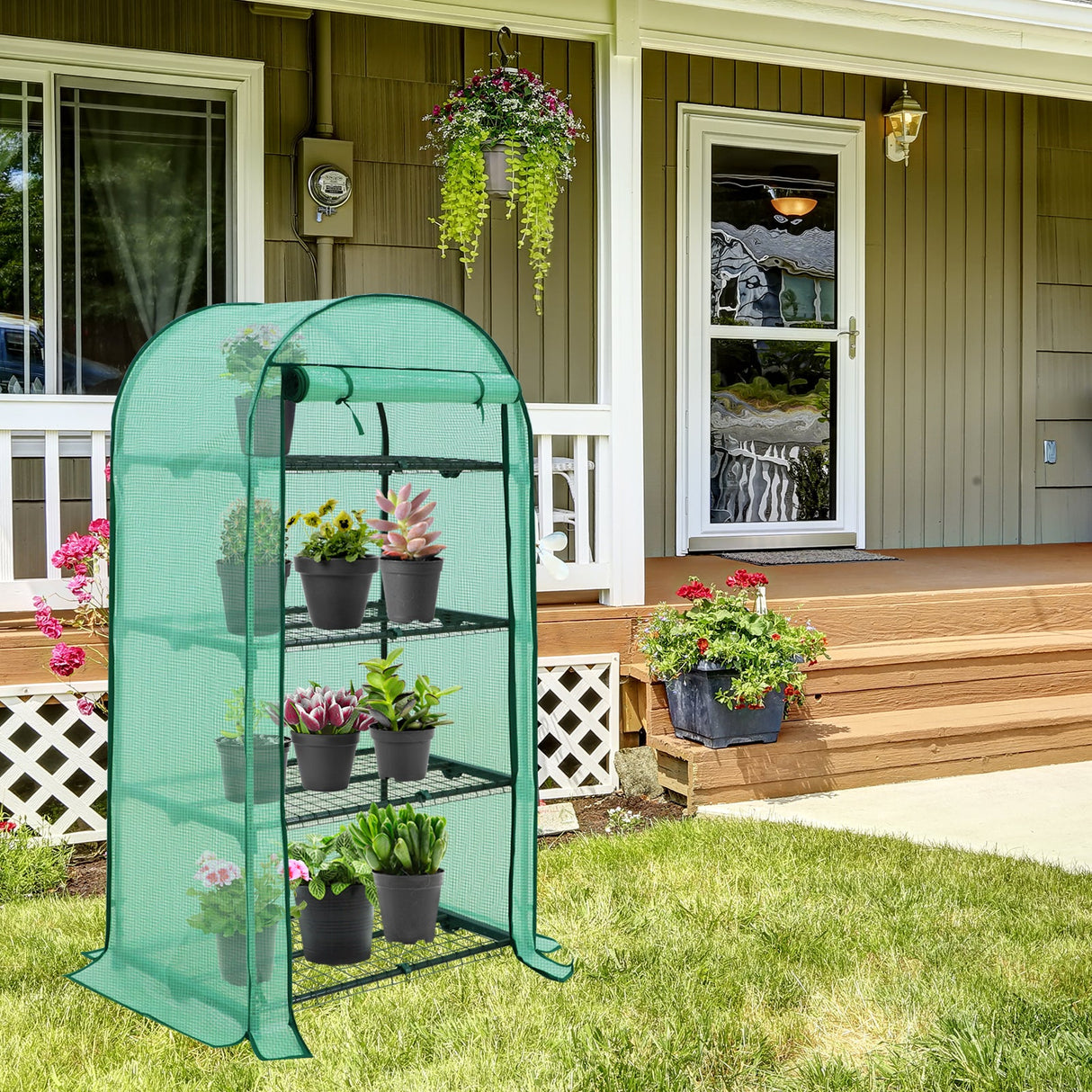 EAGLE PEAK Mini 3 Tier Greenhouse with Wire Shelves,31.5”x17.7”x63.0” - Eagle Peak Canopy and Outdoor Products