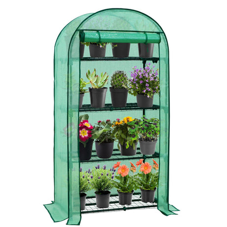 EAGLE PEAK Mini 3 Tier Greenhouse with Wire Shelves,31.5”x17.7”x63.0” - Eagle Peak Canopy and Outdoor Products