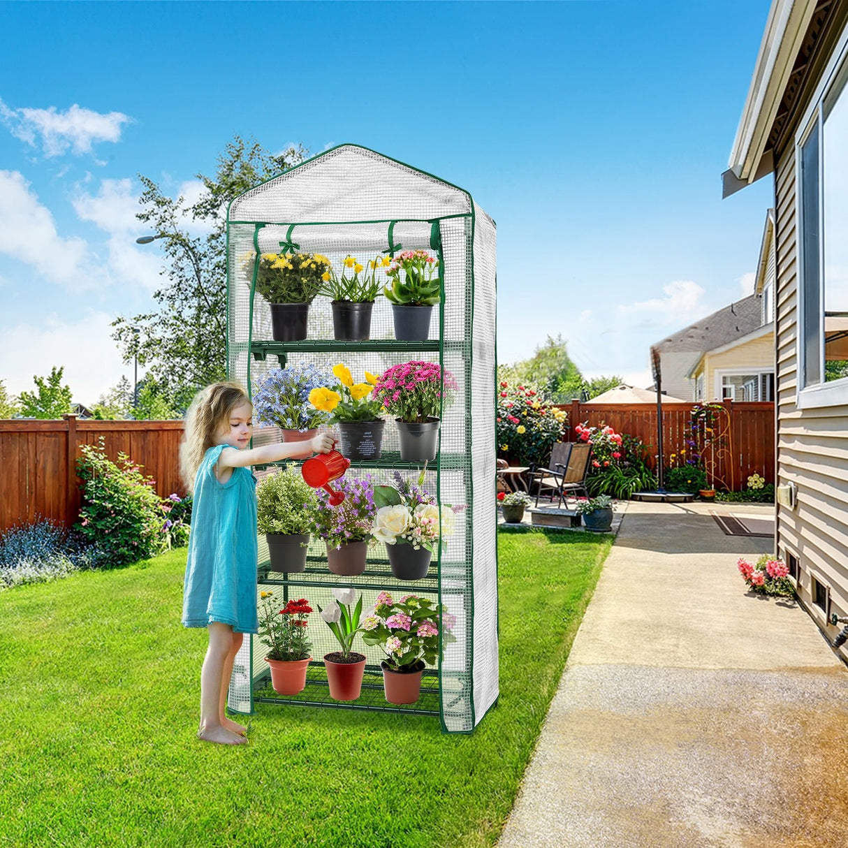 EAGLE PEAK Mini Greenhouse with Wire Shelves,27.2"x19.3"x64.2" - Eagle Peak Canopy and Outdoor Products