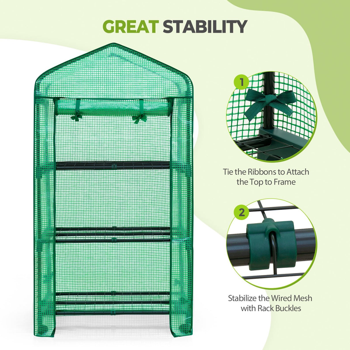 EAGLE PEAK Mini Greenhouse with Wire Shelves,3 Tier, with Wheels, 27"x19"x51" - Eagle Peak Canopy and Outdoor Products