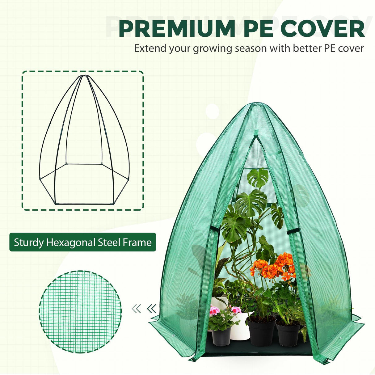 EAGLE PEAK Portable Mini Dome Greenhouse with Zippered Door and Mesh Window - Eagle Peak Canopy and Outdoor Products