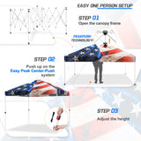 Eagle Peak SHADE GRAPHiX Easy Setup 10x10 Pop Up Canopy Tent with Digital Printed Stars and Stripes Top - Eagle Peak Canopy and Outdoor Products