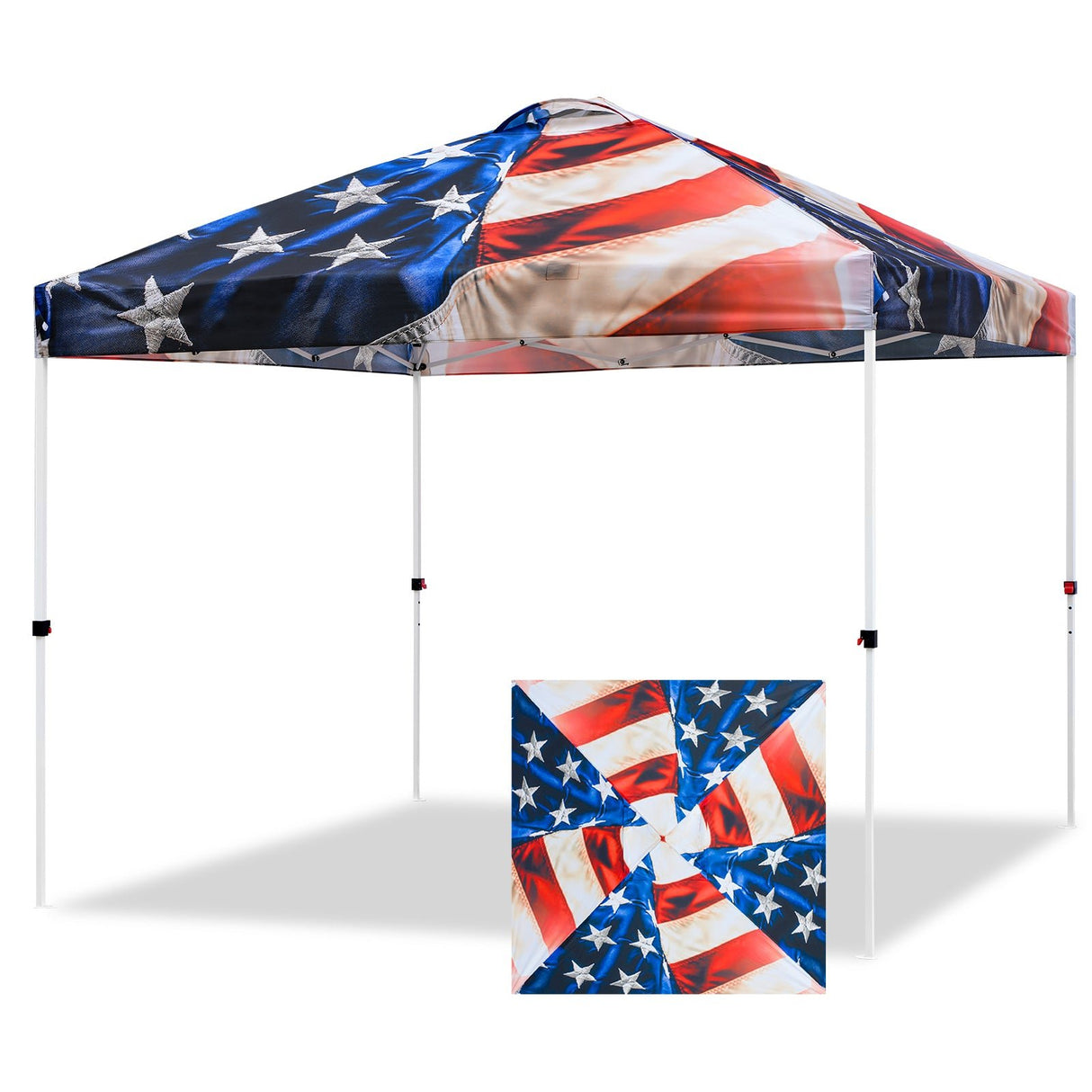 Eagle Peak SHADE GRAPHiX Easy Setup 10x10 Pop Up Canopy Tent with Digital Printed Stars and Stripes Top - Eagle Peak Canopy and Outdoor Products