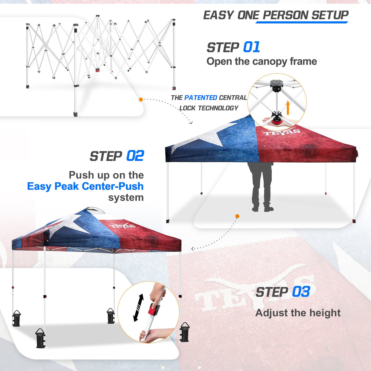 Eagle Peak SHADE GRAPHiX Easy Setup 10x10 Pop Up Canopy Tent with Digital Printed Tex - Eagle Peak Custom Canopy Tent