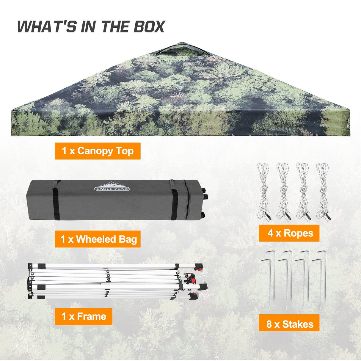 Eagle Peak SHADE GRAPHiX Easy Setup 10x10 Pop Up Canopy Tent with Digital Printed Tree Camo Top - Eagle Peak Canopy and Outdoor Products