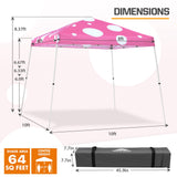 Eagle Peak SHADE GRAPHiX Slant Leg 10x10 Easy Setup Pop Up Canopy Tent (Pink Mushroom Top) - Eagle Peak Canopy and Outdoor Products