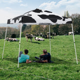 Eagle Peak SHADE GRAPHiX Slant Leg 10x10 Easy Setup Pop Up Canopy Tent with Digital Printed Cow Print Top - Eagle Peak Canopy and Outdoor Products